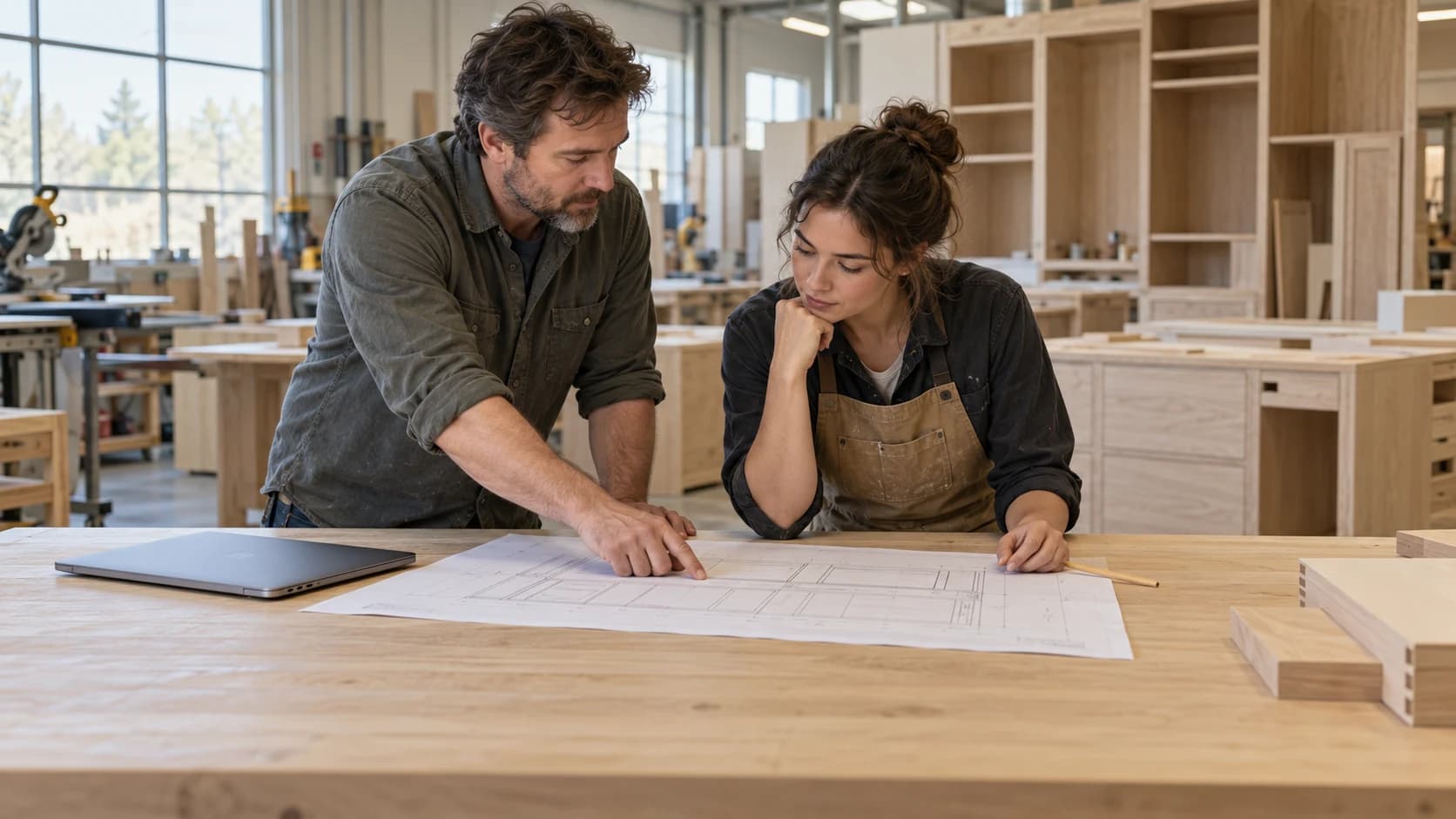 Illustrative photograph of a commercial woodworking workshop